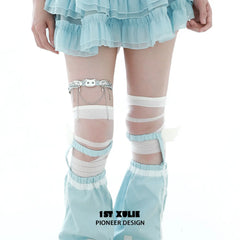 1ST XULIE "Angel Cuties" Heart Buckle Leg Garter & Choker in Ultra-Fiber Leather - Side View