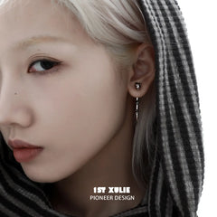 1ST XULIE "Whiterfly" Intricate Butterfly Dangle Stud Earrings in Platinum Plated Brass - Side View