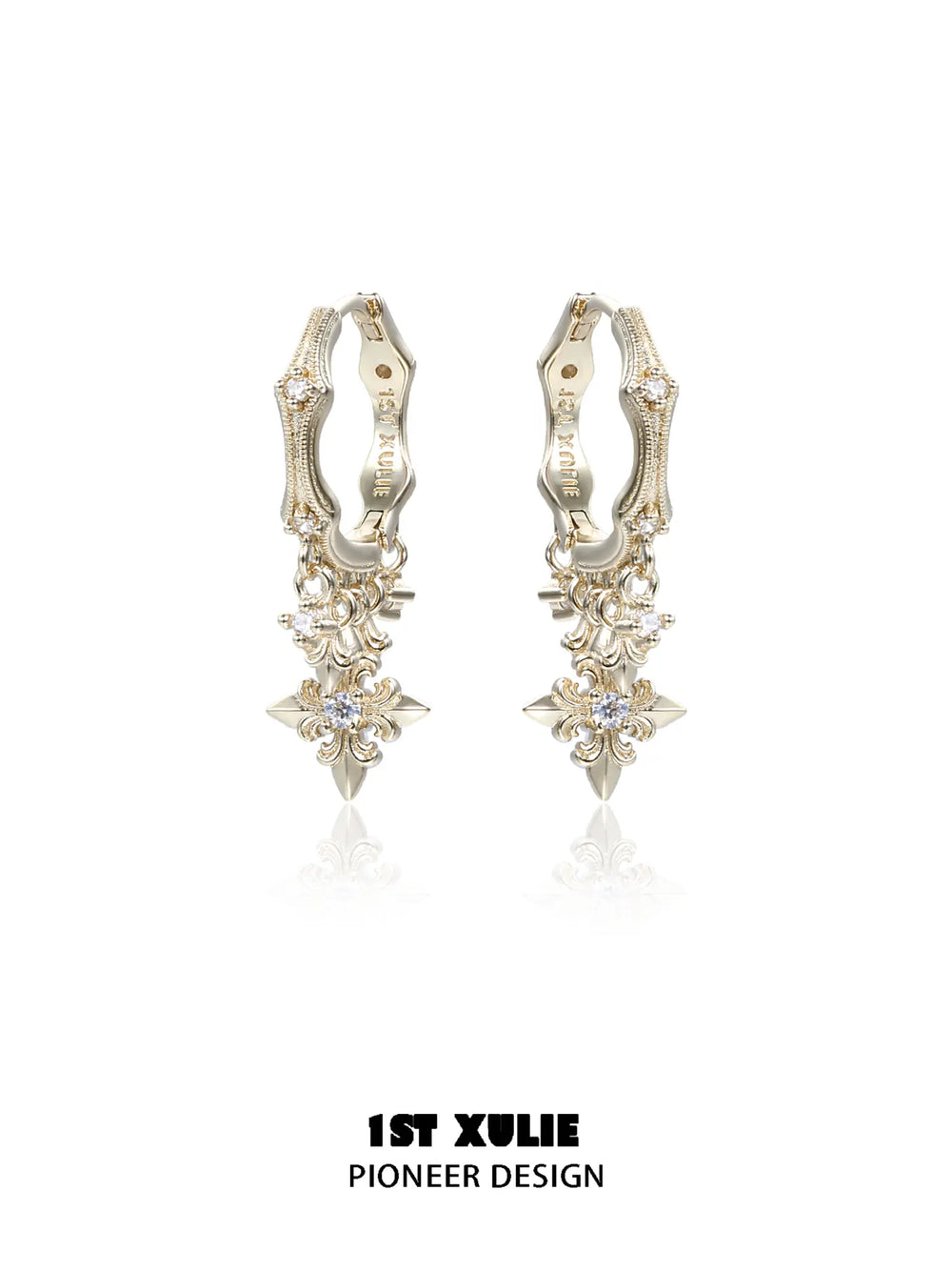1ST XULIE Jewelry "Bastet" Iris Fringe Drop Dangle Hoop Earrings - Another Angled View