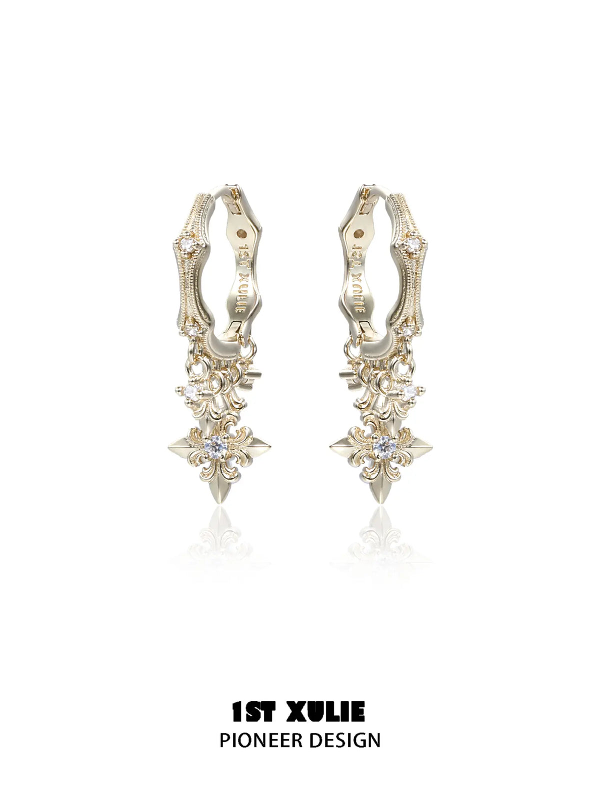 1ST XULIE Jewelry "Bastet" Iris Fringe Drop Dangle Hoop Earrings - Another Angled View