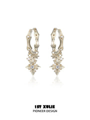 1ST XULIE Jewelry "Bastet" Iris Fringe Drop Dangle Hoop Earrings - Another Angled View
