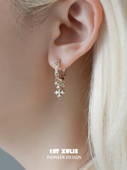 1ST XULIE Jewelry "Bastet" Iris Fringe Drop Dangle Hoop Earrings - Texture Detail
