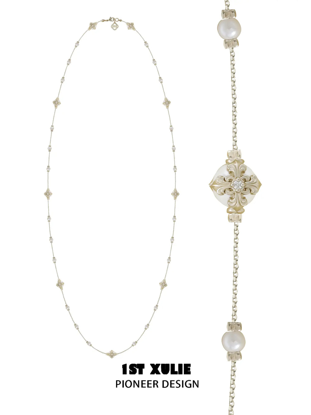 1ST XULIE Jewelry "Bastet" Vintage Iris Pearl Statement Pendant Necklace - Back View