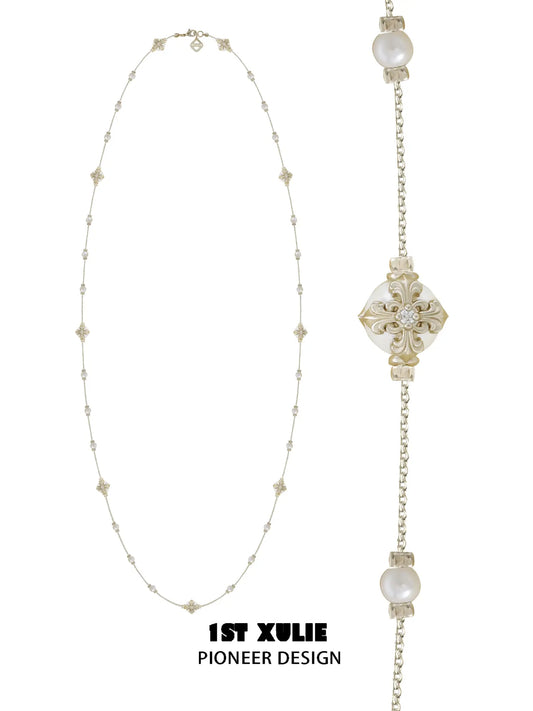 1ST XULIE Jewelry "Bastet" Vintage Iris Pearl Statement Pendant Necklace - Back View