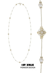 1ST XULIE Jewelry "Bastet" Vintage Iris Pearl Statement Pendant Necklace - Back View