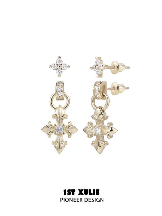 1ST XULIE Jewelry "Bastet" Iris Zircon Stud Earrings in 925 Sterling Silver - Product View