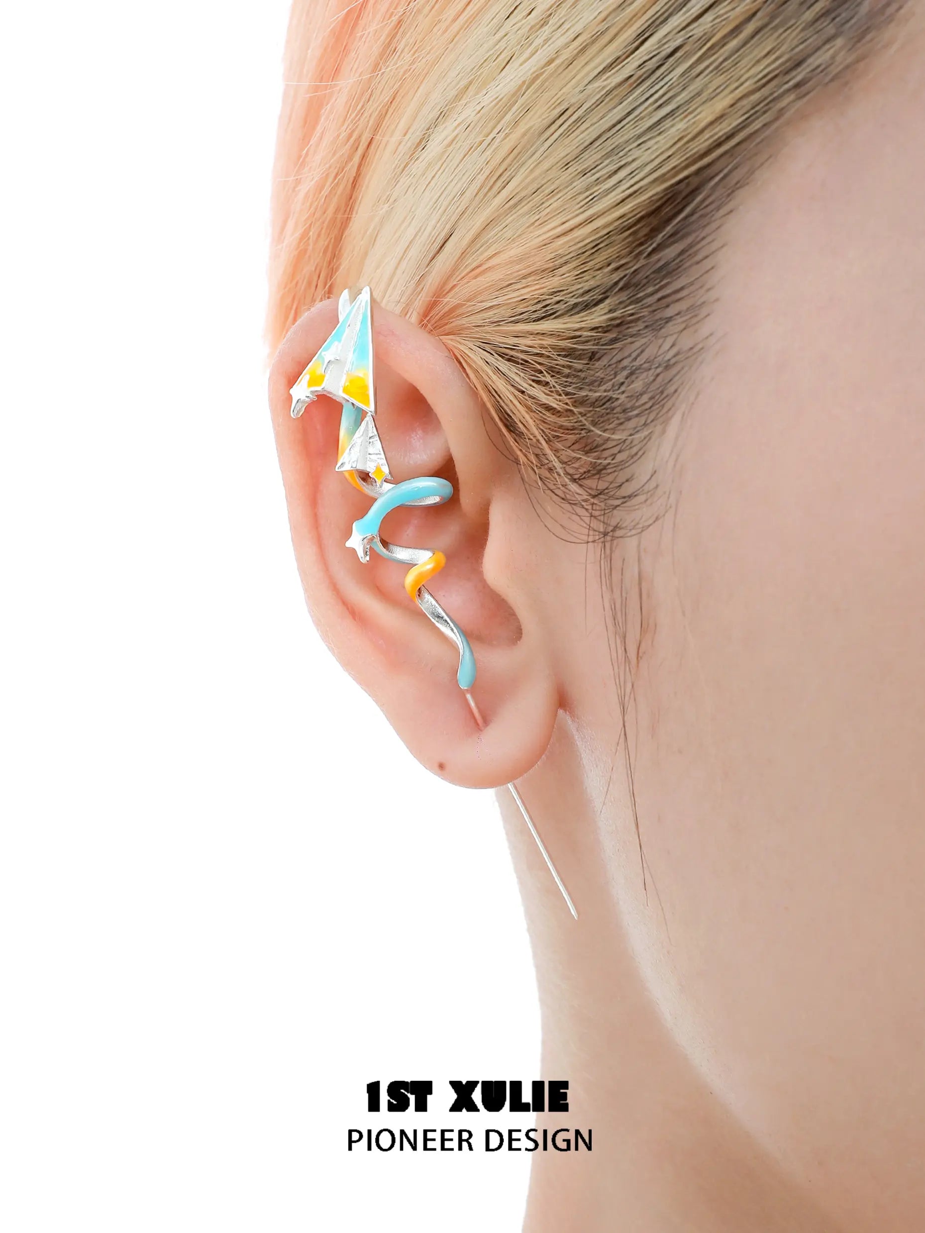 1ST XULIE Juicy Flight: Summer-Inspired Paper Airplane Wrap Earrings - On Model