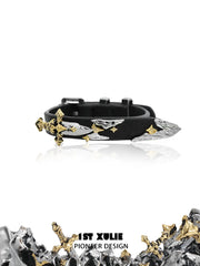 1ST XULIE Jewelry "Knight's Oath" Knight Sword Buckle Bracelet in 18K Gold Plated Brass and Microfiber Leather - Product View