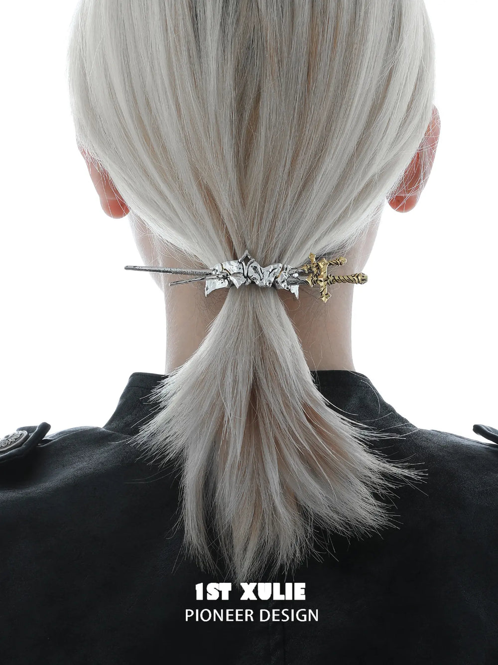 1ST XULIE Jewelry "Knight's Oath" Knight's Sword Hair Clip in 18K Gold Plated Brass - Side View