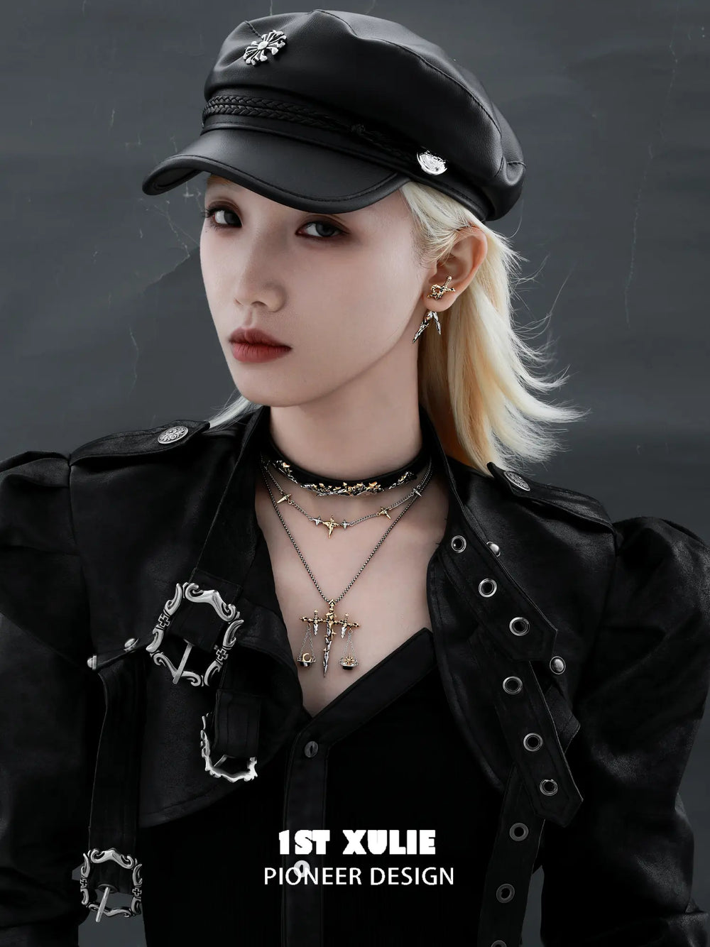 1ST XULIE Jewelry "Knight's Oath" Knight's Sword Antique Stud Earrings in 18K Gold Plated Brass - Side View