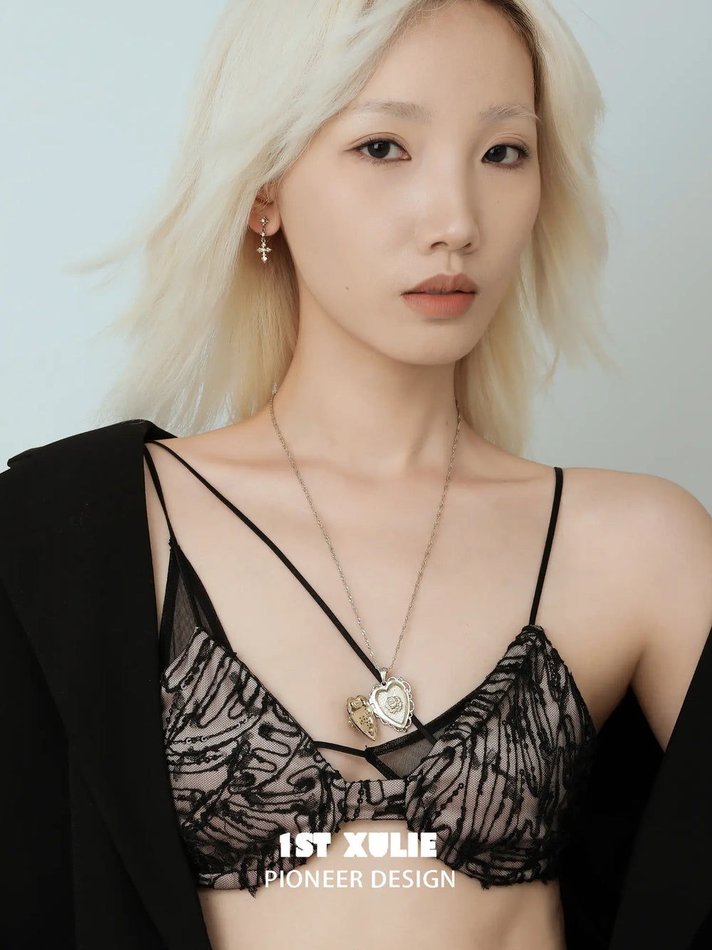 1ST XULIE Jewelry "Lace Rose" Victorian Lace Heart Locket Pendant Necklace in 18K Gold Plated - Product View
