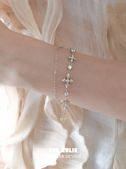 1ST XULIE Jewelry "Bastet" Layered Iris Zirconia Charm Bracelet in 18K Gold Plated - Texture