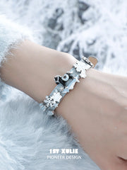 1ST XULIE Jewelry "Snowy Cuties" Leather Cat & Pony Buckle Bracelet in Brass - Clasp Detail