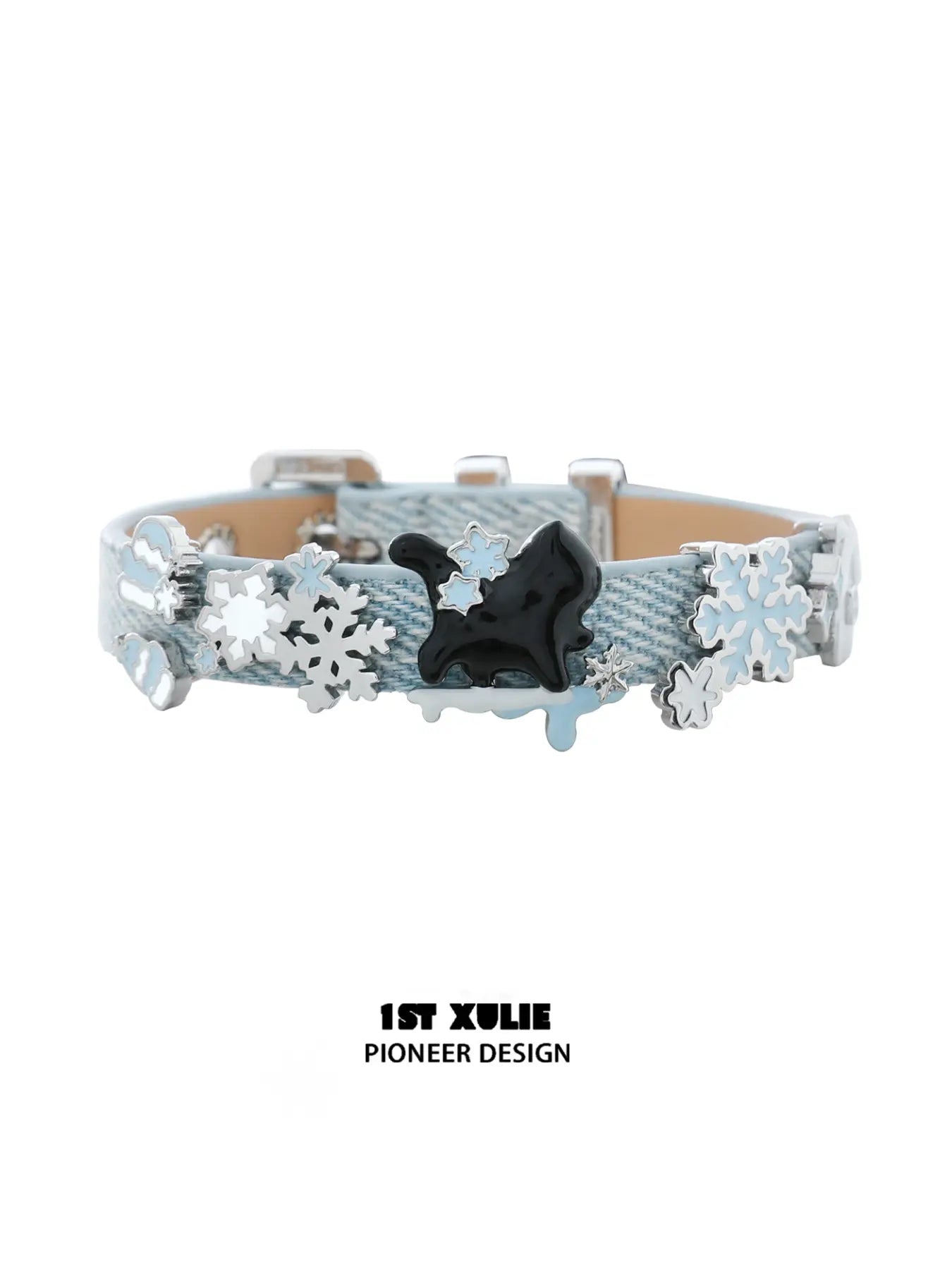 1ST XULIE Jewelry "Snowy Cuties" Leather Cat & Pony Buckle Bracelet in Brass - Multiple Styles View