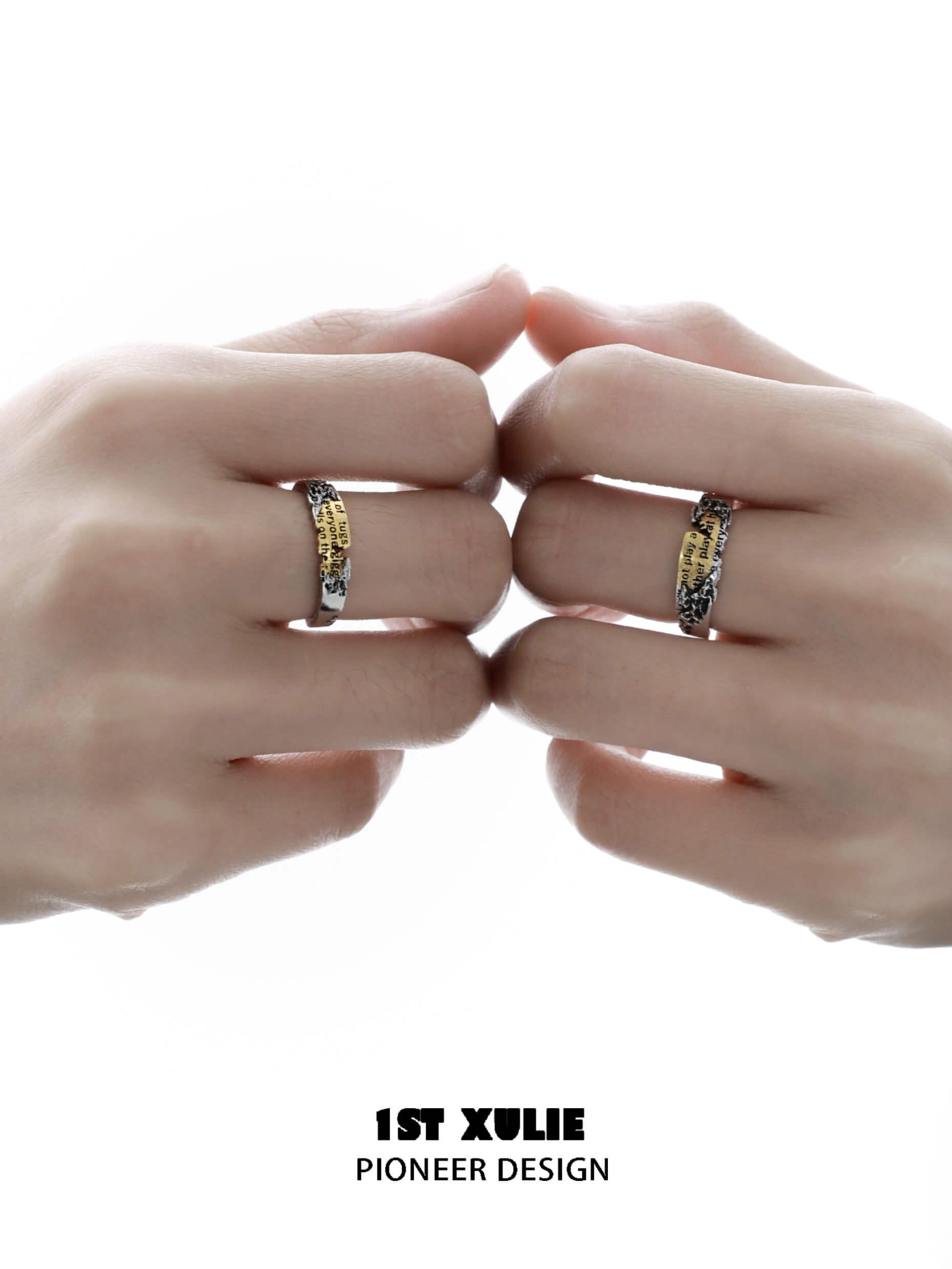 1ST XULIE "Immortal Lover" Adjustable Statement Love Letter Ring in 925 Sterling Silver - Size Comparison