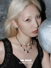 1ST XULIE Jewelry "Eroded Moon" Lunar Eclipse Phases Layered Necklace in 18K Gold Plated - Lifestyle Shot