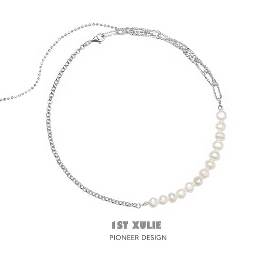 1ST XULIE "Tears of Mermaid" Mermaid Tear Baroque Pearl Necklace in 925 Sterling Silver - Detail Shot