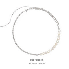 1ST XULIE "Tears of Mermaid" Mermaid Tear Baroque Pearl Necklace in 925 Sterling Silver - Detail Shot
