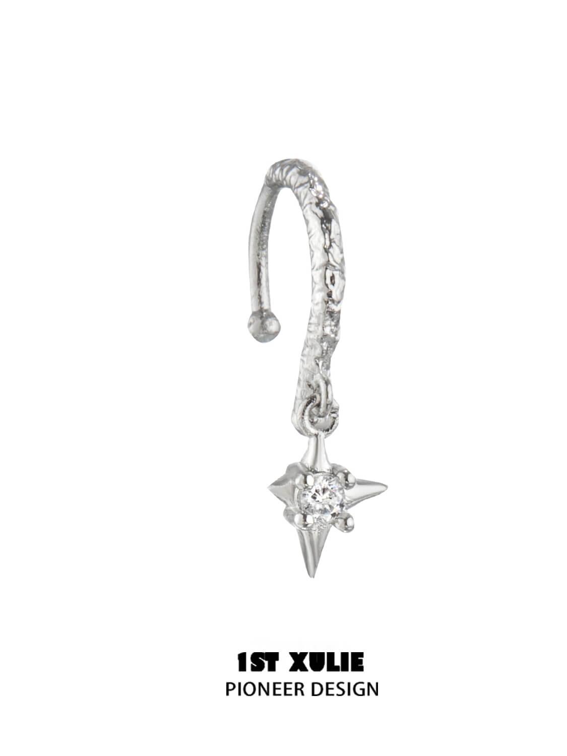 1ST XULIE "Silver Angel" Minimalist Angel Lip Cuff in 925 Sterling Silver - Detail Shot