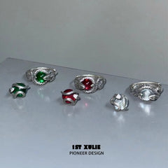 1ST XULIE "Snake Bite" Minimalist Crystal Ball Stud Earrings in 925 Sterling Silver - Back View