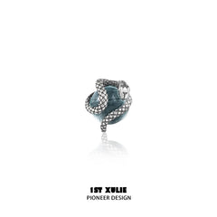 1ST XULIE "Snake Bite" Minimalist Crystal Ball Stud Earrings in 925 Sterling Silver - Packaging View