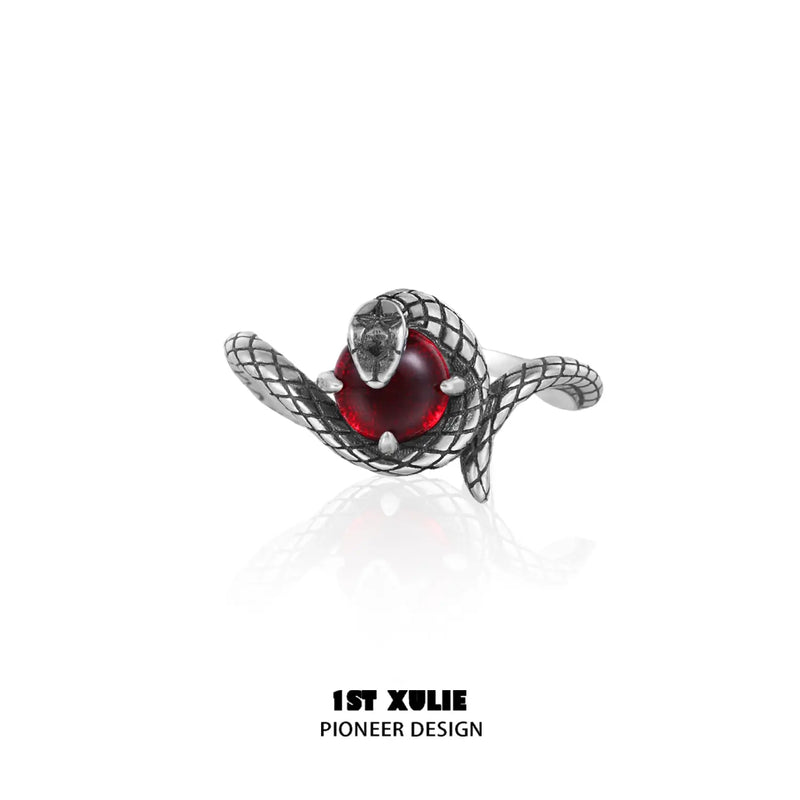 1ST XULIE "Snake Bite" Minimalist Crystal Matching Promise Rings in 925 Sterling Silver - Lifestyle Shot