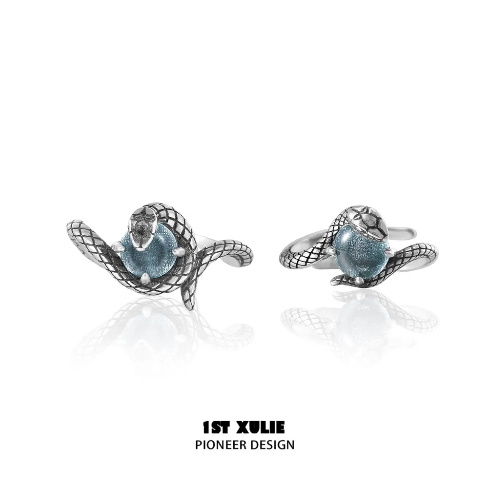 1ST XULIE "Snake Bite" Minimalist Crystal Matching Promise Rings in 925 Sterling Silver - Packaging View