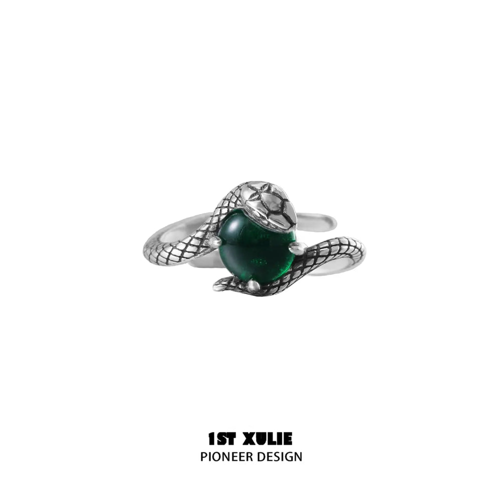 1ST XULIE "Snake Bite" Minimalist Crystal Matching Promise Rings in 925 Sterling Silver - Product View