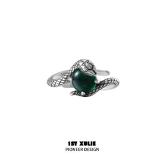 1ST XULIE "Snake Bite" Minimalist Crystal Matching Promise Rings in 925 Sterling Silver - Product View