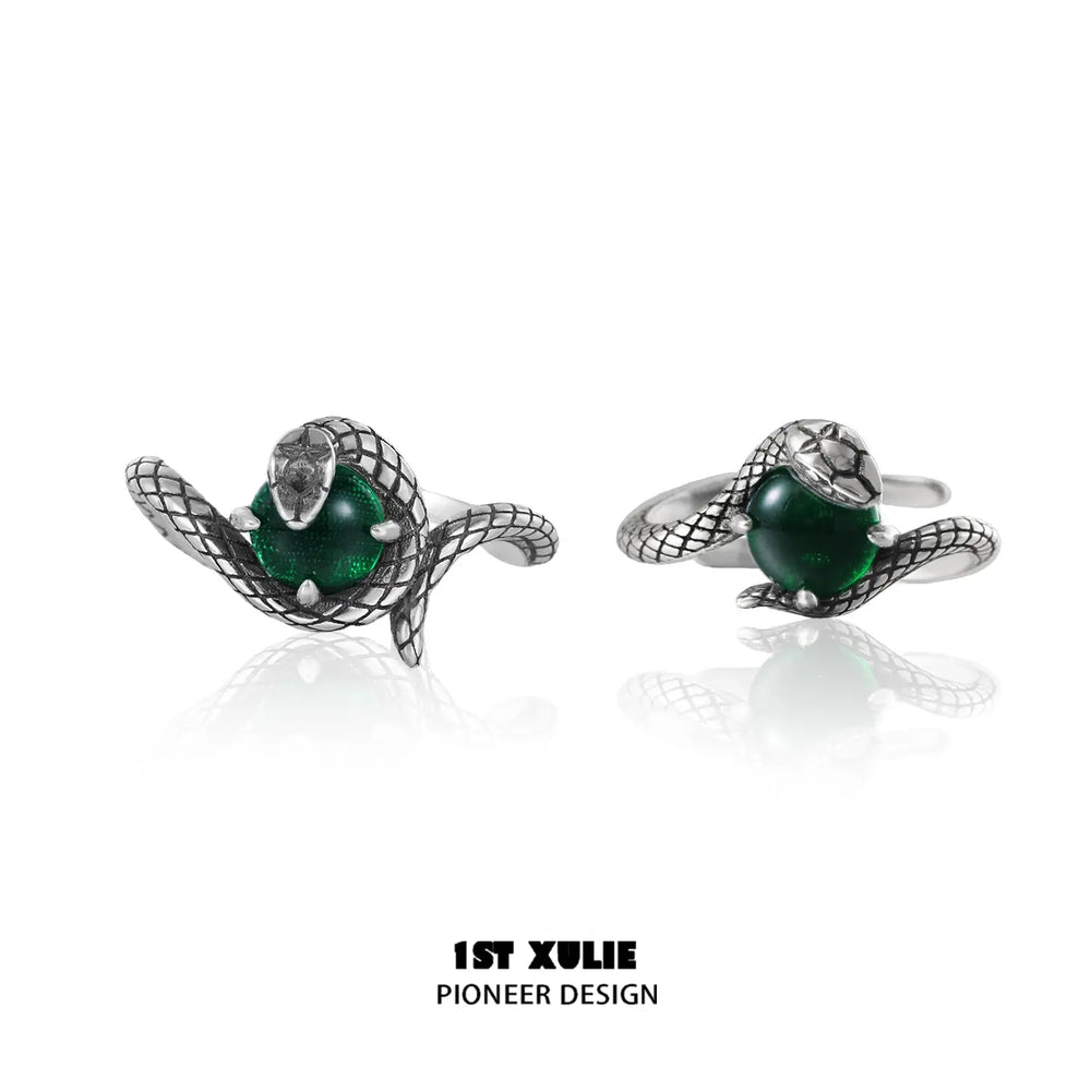 1ST XULIE "Snake Bite" Minimalist Crystal Matching Promise Rings in 925 Sterling Silver - Size Comparison