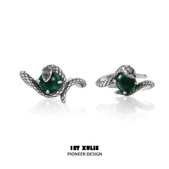 1ST XULIE "Snake Bite" Minimalist Crystal Matching Promise Rings in 925 Sterling Silver - Size Comparison