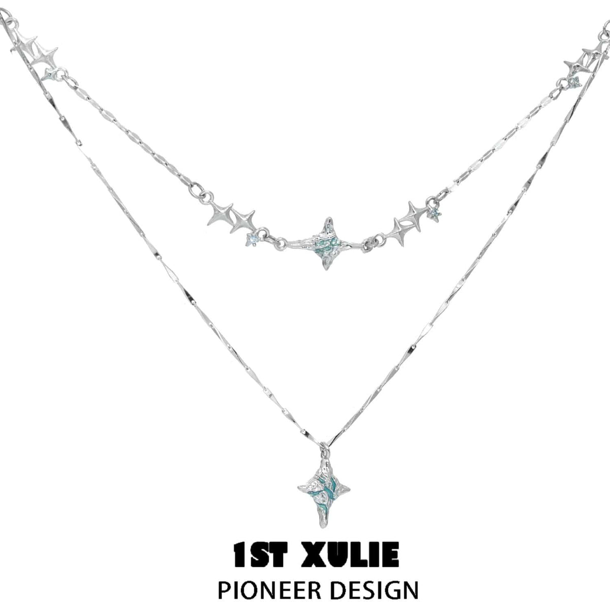 1ST XULIE "Starry Night" Minimalist Pendant Necklace in 925 Sterling Silver - Detail Shot