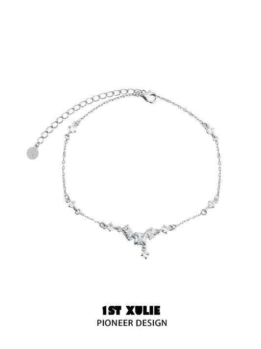 1ST XULIE "Silver Angel" Minimalist Stone-Inspired Choker Necklace in 925 Sterling Silver - Lifestyle Shot