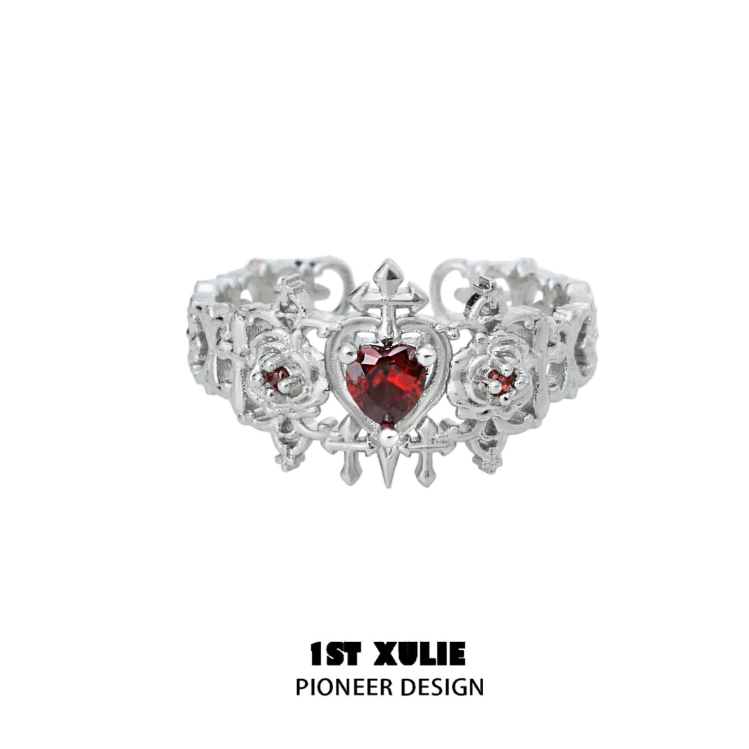 1ST XULIE "Forbidden Love" Modern Forbidden Love Open Ring in 24K Gold Plated 925 Sterling Silver - On Model Close-up