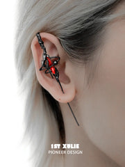 1ST XULIE "Star Trails" Celestial Moissanite Long Chain Dangle Threader Earrings in Platinum Plated - Product View