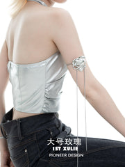 1ST XULIE "Taboo Rose" Multi-way Rose Pendant Necklace in Platinum Plated - Lifestyle Shot