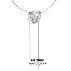 1ST XULIE "Taboo Rose" Multi-way Rose Pendant Necklace in Platinum Plated - Styled on Model