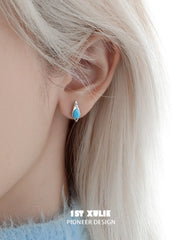 1ST XULIE "Stone Age" Natural Gemstone Stud Earrings in Platinum Plated Brass - Product View (Brown Tiger's Eye)