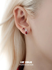 1ST XULIE "Stone Age" Natural Gemstone Stud Earrings in Platinum Plated Brass - Detail Shot