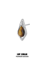 1ST XULIE "Stone Age" Natural Gemstone Stud Earrings in Platinum Plated Brass - Lifestyle Shot
