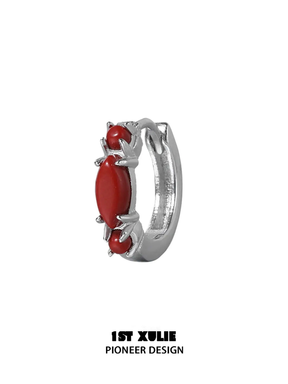 "Stone Age" Platinum Plated Natural Gemstone Huggie Hoop Earrings - Image 21