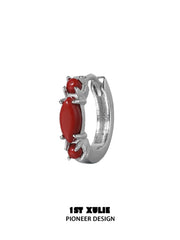 "Stone Age" Platinum Plated Natural Gemstone Huggie Hoop Earrings - Image 21