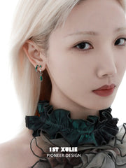 "Stone Age" Platinum Plated Natural Gemstone Huggie Hoop Earrings - Image 7