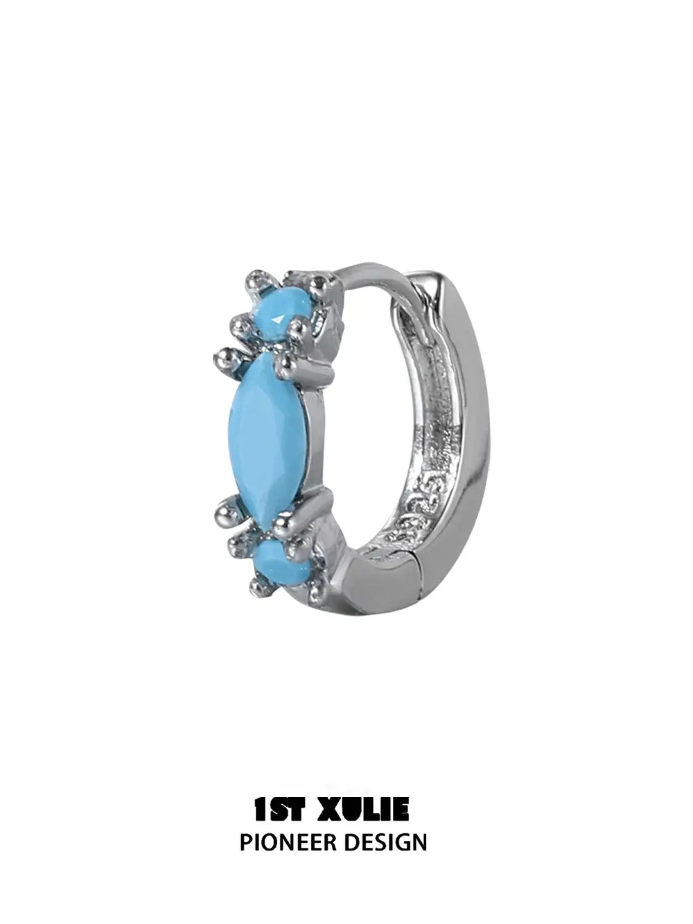 "Stone Age" Platinum Plated Natural Gemstone Huggie Hoop Earrings - Image 22