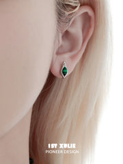 1ST XULIE "Stone Age" Natural Gemstone Stud Earrings in Platinum Plated Brass - Side View