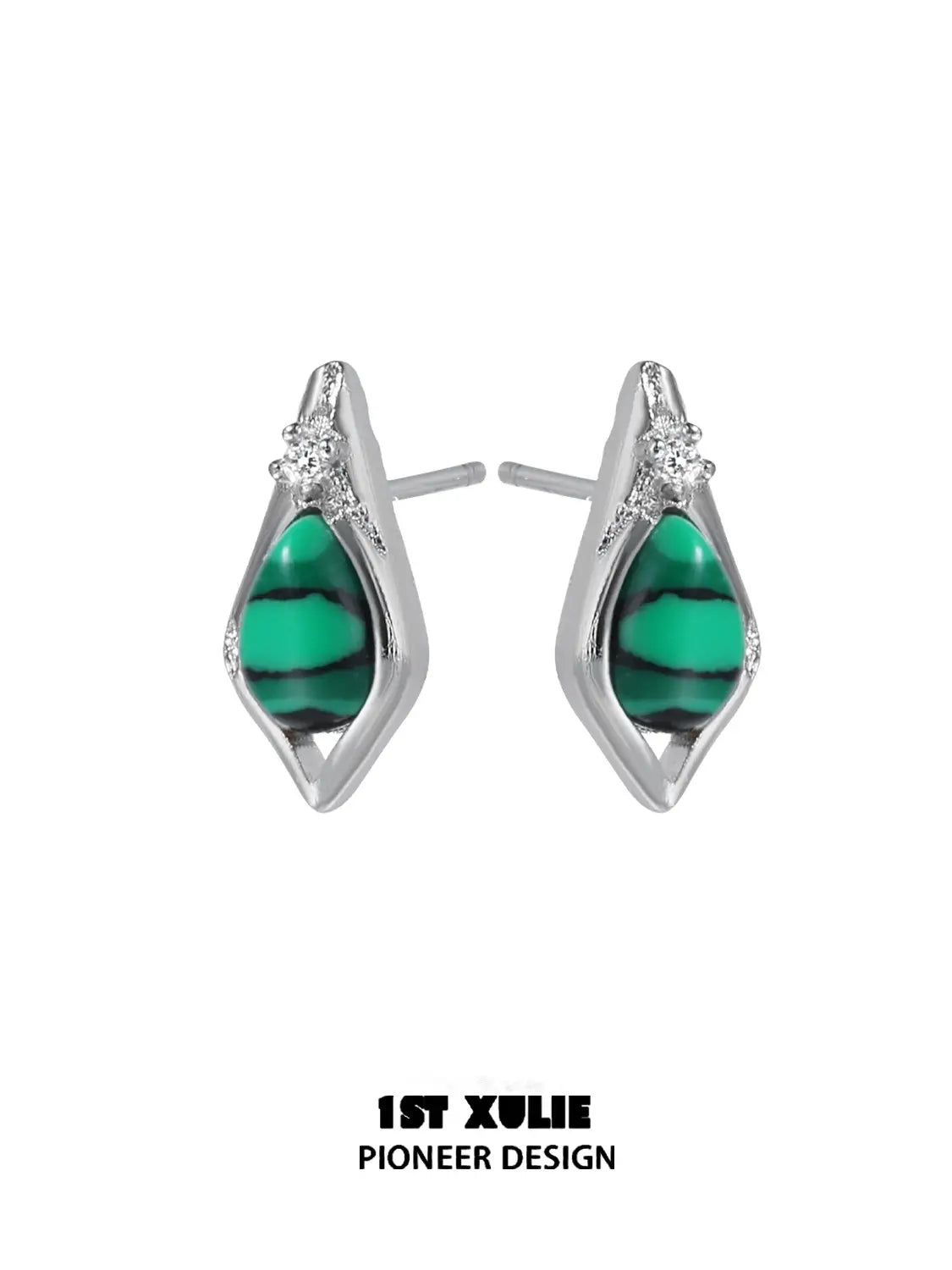 "Stone Age" Platinum Plated Natural Gemstone Stud Earrings - Image 12