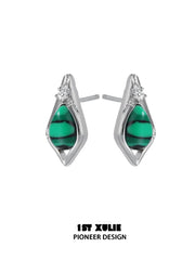 "Stone Age" Platinum Plated Natural Gemstone Stud Earrings - Image 12