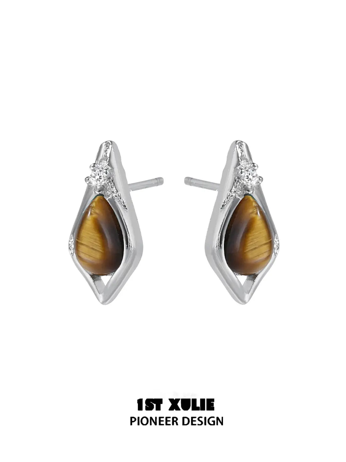 "Stone Age" Platinum Plated Natural Gemstone Stud Earrings - Image 14