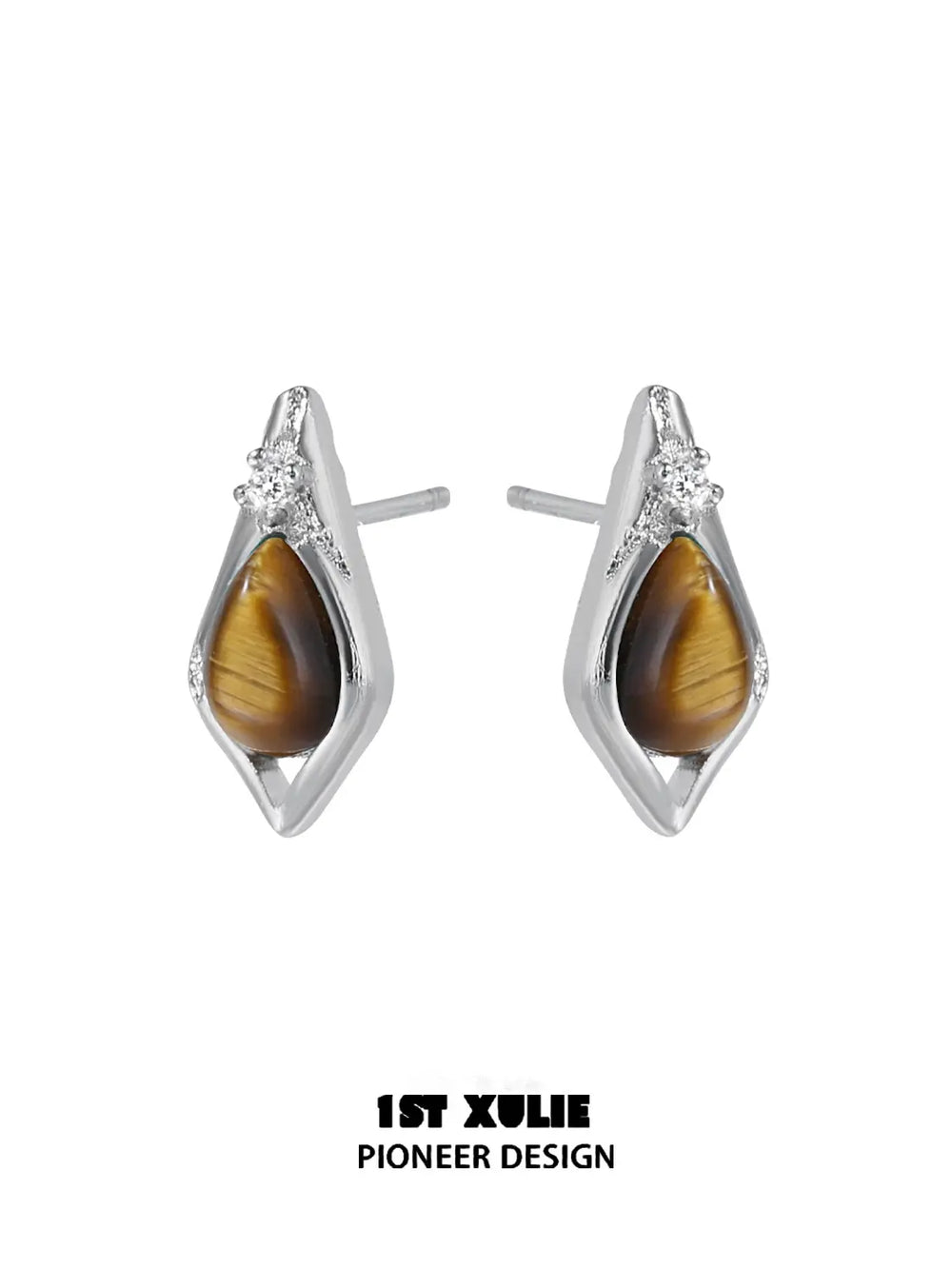 "Stone Age" Platinum Plated Natural Gemstone Stud Earrings - Image 14