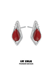 "Stone Age" Platinum Plated Natural Gemstone Stud Earrings - Image 16